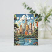 Brisbane Australia Travel Art Vintage Briefkaart (Staand voorkant)