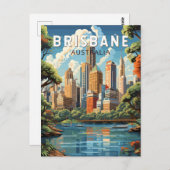 Brisbane Australia Travel Art Vintage Briefkaart (Voorkant / Achterkant)