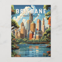 Brisbane Australia Travel Art Vintage
