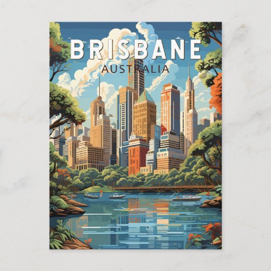 Brisbane Australia Travel Art Vintage Briefkaart (Voorkant)