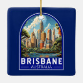 Brisbane Australia Travel Art Vintage Keramisch Ornament (Achterkant)