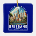 Brisbane Australia Travel Art Vintage Keramisch Ornament<br><div class="desc">Brisbane retro vector reisontwerp. Brisbane,  de bruisende hoofdstad van Queensland,  Australië,  is een stad die stedelijke energie naadloos combineert met relaxte charme. Gelegen aan de oevers van de Brisbane rivier,  het beschikt over een subtropisch klimaat,  prachtige natuurlijke schoonheid en een rijke culturele wandtapijt.</div>
