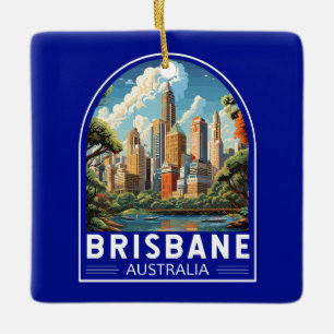Brisbane Australia Travel Art Vintage Keramisch Ornament
