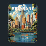 Brisbane Australia Travel Art Vintage Magneet<br><div class="desc">Brisbane retro vector reisontwerp. Brisbane,  de bruisende hoofdstad van Queensland,  Australië,  is een stad die stedelijke energie naadloos combineert met relaxte charme. Gelegen aan de oevers van de Brisbane rivier,  het beschikt over een subtropisch klimaat,  prachtige natuurlijke schoonheid en een rijke culturele wandtapijt.</div>