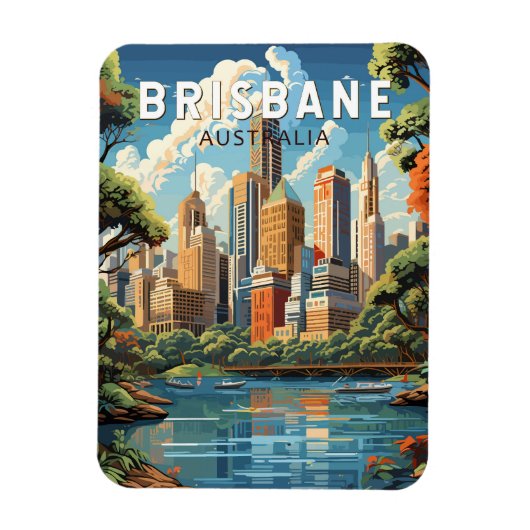 Brisbane Australia Travel Art Vintage Magneet (Verticaal)