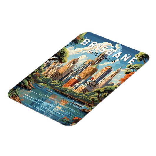 Brisbane Australia Travel Art Vintage Magneet (Linkerzijde)