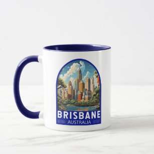 Brisbane Australia Travel Art Vintage Mok