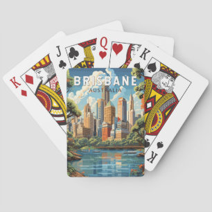 Brisbane Australia Travel Art Vintage Pokerkaarten