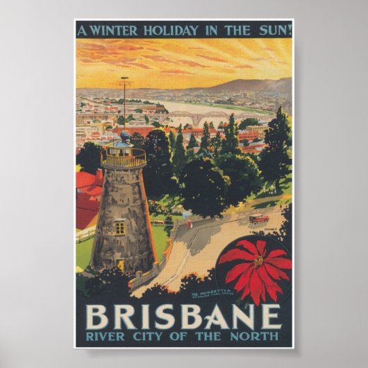 Brisbane Australia Vintage Travel Poster (Voorkant)