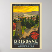 Brisbane Australia Vintage Travel Poster (Voorkant)