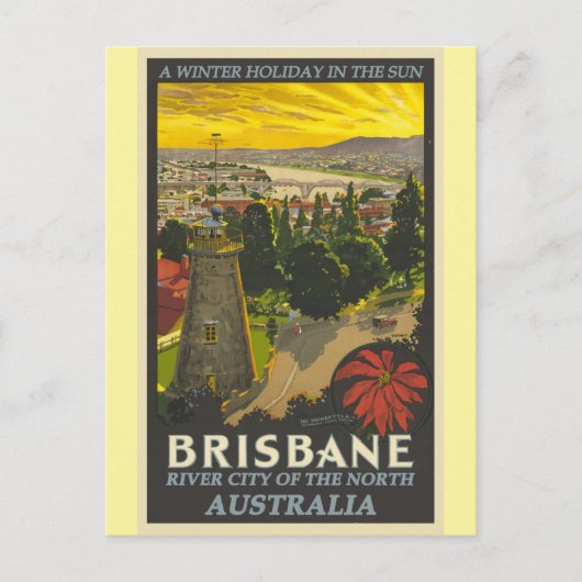 Brisbane Australia Vintage Travel Poster Briefkaart (Voorkant)