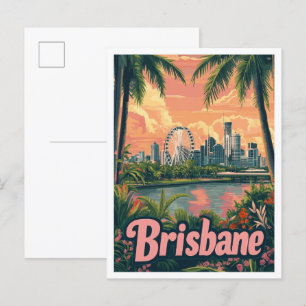Brisbane Australië Art Vintage Travel Illustratie Briefkaart