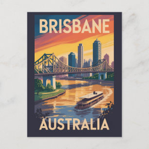Brisbane Australië Illustratie Reis Kunst Vintage Briefkaart