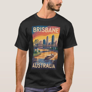 Brisbane Australië Illustratie Reis Kunst Vintage T-shirt