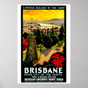 Brisbane Australië Reizen jaren 20 POSTER PRINT A5