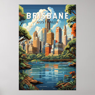 Brisbane Australië Reizen Kunst Vintage Poster