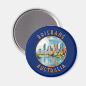 Brisbane Australië Retro Distress Circle Magneet (Voorkant / Achterkant)
