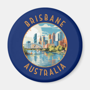 Brisbane Australië Retro Distress Circle Magneet