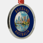 Brisbane Australië Retro Distress Circle Metalen Ornament (Rechts)