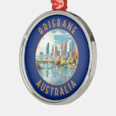 Brisbane Australië Retro Distress Circle Metalen Ornament (Links)