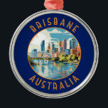 Brisbane Australië Retro Distress Circle Metalen Ornament<br><div class="desc">Brisbane retro vector reisontwerp. Brisbane,  de bruisende hoofdstad van Queensland,  Australië,  is een stad die stedelijke energie naadloos combineert met relaxte charme. Gelegen aan de oevers van de Brisbane rivier,  het beschikt over een subtropisch klimaat,  prachtige natuurlijke schoonheid en een rijke culturele wandtapijt.</div>