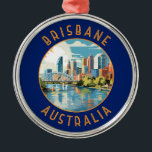 Brisbane Australië Retro Distress Circle Metalen Ornament<br><div class="desc">Brisbane retro vector reisontwerp. Brisbane,  de bruisende hoofdstad van Queensland,  Australië,  is een stad die stedelijke energie naadloos combineert met relaxte charme. Gelegen aan de oevers van de Brisbane rivier,  het beschikt over een subtropisch klimaat,  prachtige natuurlijke schoonheid en een rijke culturele wandtapijt.</div>