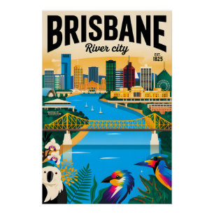 Brisbane Australië Retro Reisposter Kunst Perfect Poster