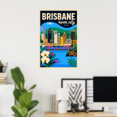 Brisbane Australië Retro Reisposter Kunst Poster (Thuiskantoor)