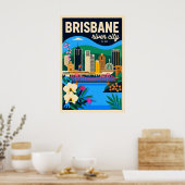 Brisbane Australië Retro Reisposter Kunst Poster (Keuken)