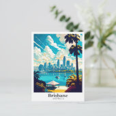 Brisbane Australië Travel Art Vintage Illustratie Briefkaart (Staand voorkant)