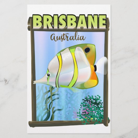 Brisbane Australië Tropische reisposter Briefpapier (Voorkant)