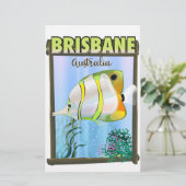 Brisbane Australië Tropische reisposter Briefpapier (Staand voorkant)