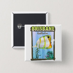 Brisbane Australië Tropische reisposter Vierkante Button 5,1 Cm