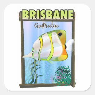 Brisbane Australië Tropische reisposter Vierkante Sticker