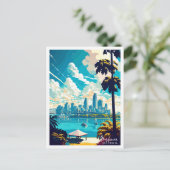 Brisbane Australië vintage reisillustratie Briefkaart (Staand voorkant)