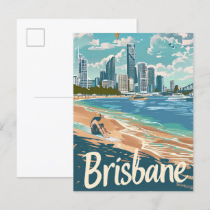 Brisbane Australië Vintage Travel Illustratie Briefkaart