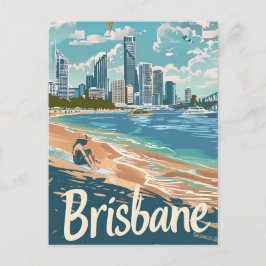 Brisbane Australië Vintage Travel Illustratie Briefkaart
