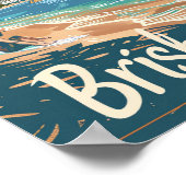 Brisbane Australië Vintage Travel Illustratie Poster (Hoek)