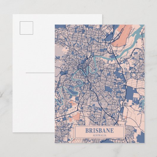 Brisbane Australië Winderige Stad Kaart Reizen (Voorkant / Achterkant)
