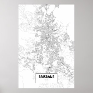 Brisbane, Australië (zwart op wit) Poster