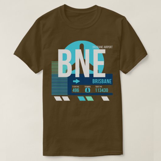 Brisbane BNE Airport Code Bagage Label T-shirt (Design voorkant)