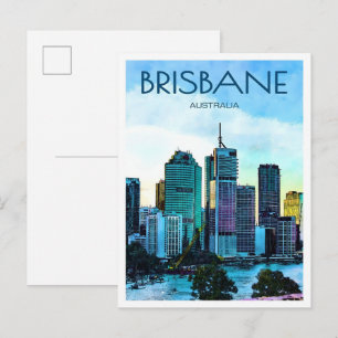 Brisbane City Australië Vintage Reizen  Briefkaart