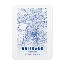 Brisbane City Map Blue Tint Magneet