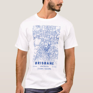 Brisbane City Map Blue Tint T-shirt