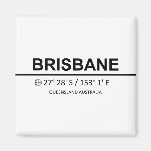 Brisbane coördinaten - Brisbane Coordinaten Magneet (Voorkant)