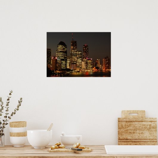 Brisbane Night Skyline, poster (Keuken)