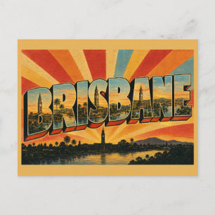 Brisbane Queensland Riverside City Vintage Kunst Briefkaart