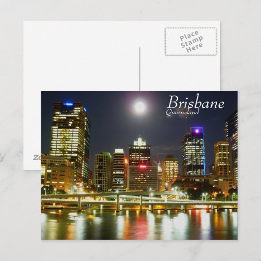 Brisbane 's nachts briefkaart (Voorkant / Achterkant)