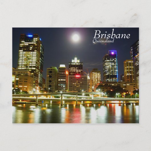 Brisbane 's nachts briefkaart (Voorkant)