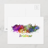 Brisbane skyline in waterverf splatters briefkaart (Voorkant / Achterkant)